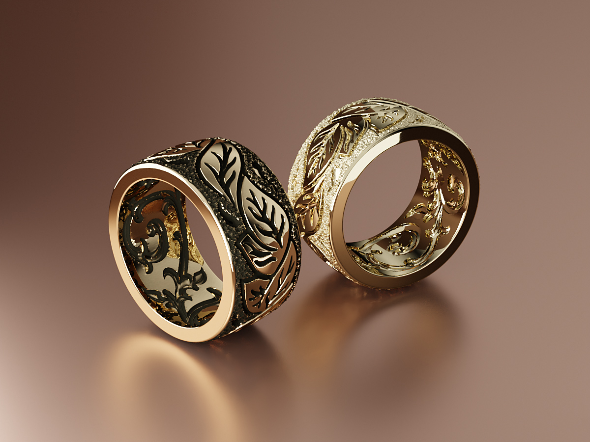 Vintage Rings. Jewellery 3D Rendering.